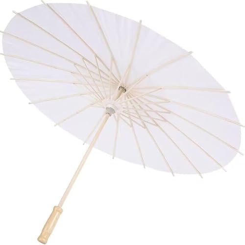 zalati Sombrilla de papel, 6 unidades, decorativa, color blanco, para manualidades, estilo chino clásico, decoración de bodas, fiestas de novia, fotos, cosplay, accesorios – 30 cm