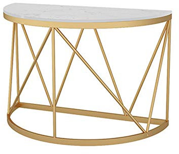 Konsolentisch aus Marmor, 60 * 35 * 60 cm, Halbrunder Wandtisch, Wohnzimmer, Büro, Flurtisch, hochbelastbarer, Stabiler Couchtisch (Größe: 60 * 35 * 60 cm, Farbe: Weiß)