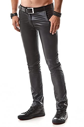 Regnes Fetish Planet Lange Herren Wetlook Hose schwarz matt mit Reißverschluss und Taschen Männer Pants