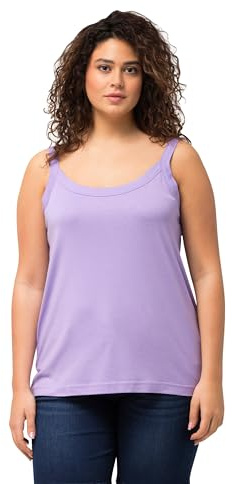 Ulla Popken Damen große Größen Übergrößen Plus Size Spaghettitop, Rundhals, Modalmix, ärmellos Blauer Flieder 46+ 728664810-46+
