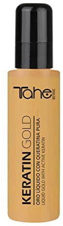 Tahe Keratin Gold Haarserum mit flüssigem Gold und Keratin, aus Arganöl, Leinsamenöl und Vitamin A, D und E, 100 ml