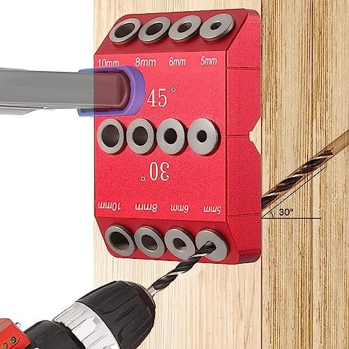 30 45 90 Grad Winkel Bohrhilfe mit 4 Größen Bohrbuchsen, Akkuschrauber Bohrständer, Winkel Bohrführung, Senkrecht Dübelhilfe, Bohrlehre, Drill Guide, Mobiler Bohrmaschine Ständer Halter Halterung