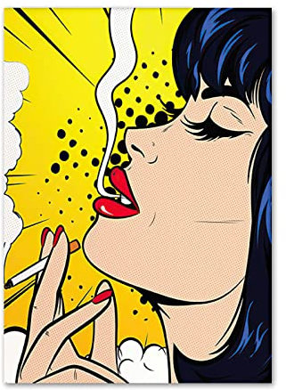 XCPORA Roy Lichtenstein Poster Roy Lichtenstein druckt Roy Lichtenstein Wandkunst Frau rauchende Leinwand Gemälde Home Wanddekoration Bild 50x70cm ohne Rahmen
