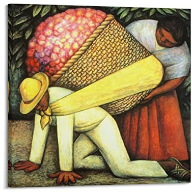 KIHENE Diego Rivera Maler-Kunstwerk – (Der Blumenträger) Druckposter Zimmer ästhetischer Druck Kunst Wandbild Leinwand Geschenke moderne Schlafzimmer-Dekor 50 x 50 cm