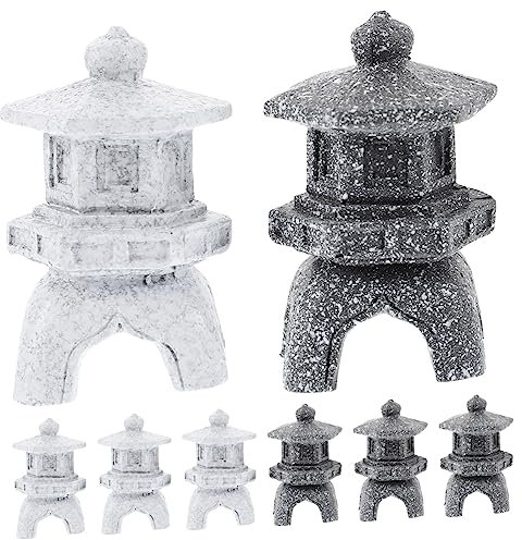 YARNOW 8st Zubehör Für Aquarien Aquarium Bonsai Steinlaterne Gartendekoration Miniatur-pagodenlaterne Asiatische Zen-gartenstatue Mini Stein Turm Statue Steinlampe Harz Antiquität