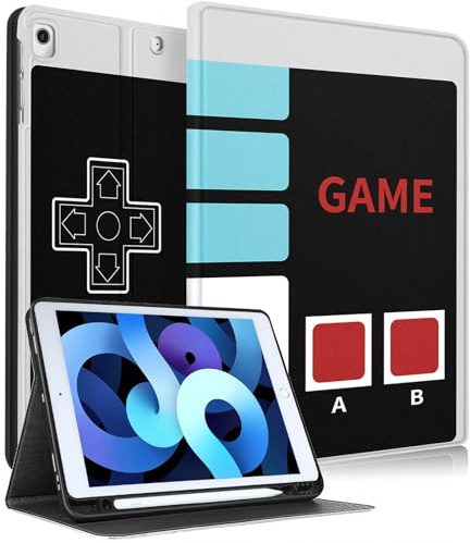 Uppuppy Schutzhülle für iPad 9. / 8. / 7. Generation, 25,7 cm (10,2 Zoll), für Damen, Jungen, niedliches Folio-Smartcover, Stifthalter, coole Kinder, Teenager, hübsches Spiel, Cartoon-Design, Hüllen