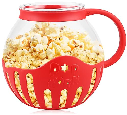 Máquina para hacer palomitas de maíz de 2 litros, para microondas, cuenco de vidrio de borosilicato, saludable, menos grasa, baja en calorías, sin BPA, para niños, noches de cine, fiestas, hogar