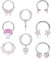 Kakonia 8Pcs Septum Piercing 16G Edelstahl Silber Septum Ring für Frauen Rosa CZ Schmetterling Baumeln Septum Clicker Nase Ringe Knorpel Hoop Ohrringe Daith Piercing Schmuck 8MM