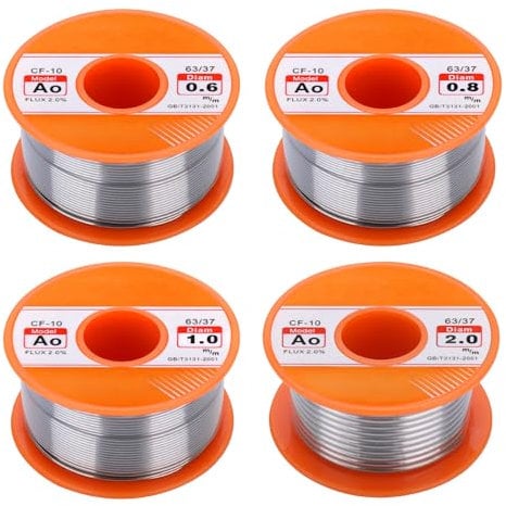 Zocipro 4Pcs Soldering Wire, 50g/100g Solder Wire with Rosin Core Solder Tin Wire for Electrical Soldering Components Repair and DIY (0.6mm/0.8mm/1mm/2mm)