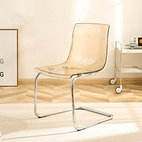 Esszimmerstuhl mit transparenter Rückenlehne – minimalistisches Design, Acrylstuhl mit klarer Acryl-Rückseite, verzinkte Beine – perfekt für Esszimmer, Wohnzimmer, Büro – Haushalt (Transparent)