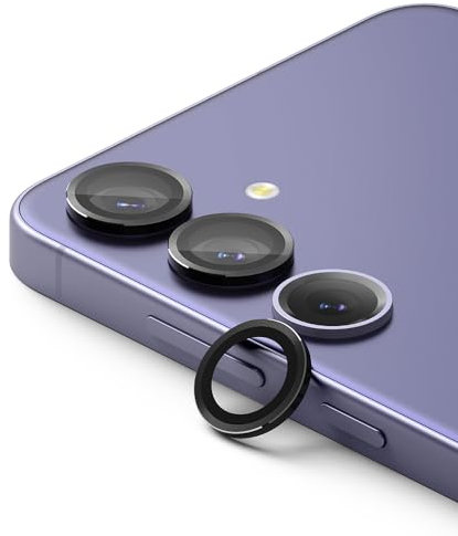 Ringke Camera Lens Frame Glass Protector Compatible with Samsung Galaxy S24 Plus (2024), HD Quality Anti-Fingerprint Tempered Glass Protection and Aluminum Frame - Black