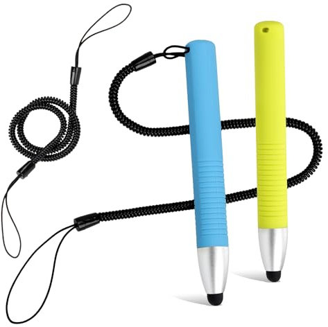 2 Stück Eingabestifte für Tablets Kinder für Touchscreens, Kapazitiver Eingabestift für Kinder mit Federschnur, Kinder Tablet Eingabestifte Buntstift Eingabestift für Smartphones Tablets