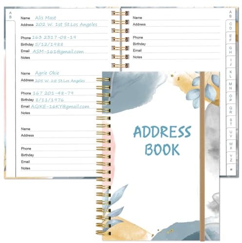 Adressbuch mit alphabetischen Registerkarten - Telefon & Adressbuch mit Adresskontakten, Sonderdatum, Telefon, Geburtstag & Internet-Login Passwort für Zuhause und Büro, 10,9 x 15,7 cm, Blaues Blatt