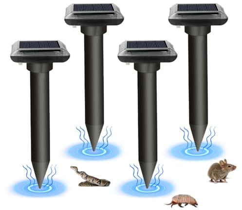 WUGEIN Ahuyentador Ultrasonidos I Repelente Ultrasónico de Ratones I Repelente para Topos con vibración Ultrasónica I Protección contra Plagas Eliminar Topos de l Huerto, Jardín, etc, Anti Topos