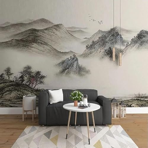 LVPASA 3D chinesischer Stil Retro Berg Tapete Wandbild Schlafzimmer Wohnzimmer Hintergrund Wand Home Dekoration selbstklebend (PVC)