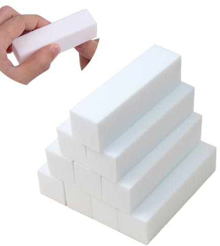 SGERUFZ 10 Pcs Blocs Polissoirs Blancs Carré éponge Lime à ongles Blocs Tampon à poncer ongles Bloc Polissoir lime de polissage professionnelle pour poncer les ongles en acrylique ou gel naturel