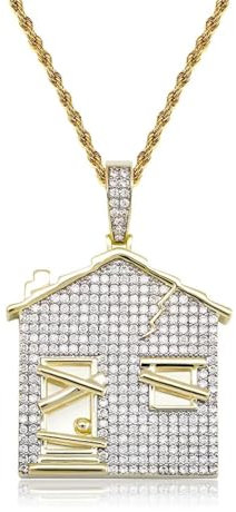 Hmsanase Trend Collana Uomo Donna Gioielli Ciondolo Pendente Necklace Collana Con Ciondolo Casa Stregata Da Uomo Hip Hop Rock Rap Street Party