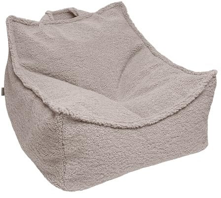 MEOWBABY Sitzsack Kinder – Bequemer Kindersessel mit Füllung – Sitzsack Kinderzimmer – Weicher Bodensessel für Kleinkinder – Waschbarer Bezug – Kindersitzsack für Mädchen & Jungen, Bearly, Hellgrau