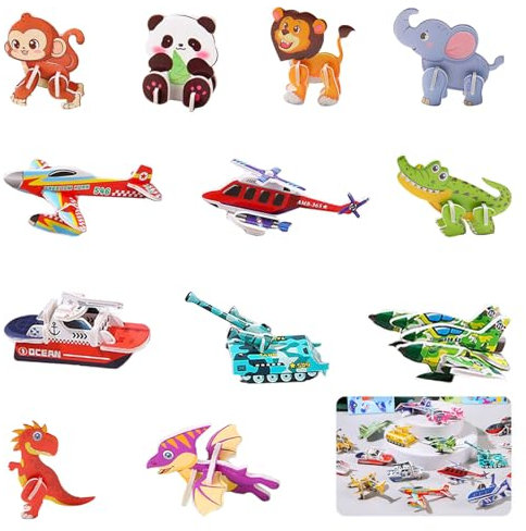LINGJIA 90 Stück 3D Puzzle Kinder, Mini Puzzle Kinder, 3D Cartoon Kinderpuzzles, Pädagogische Kinderpuzzles, Pädagogische Puzzles für Kleinkinder, Pädagogisches Spielzeug für Jungen und Mädchen