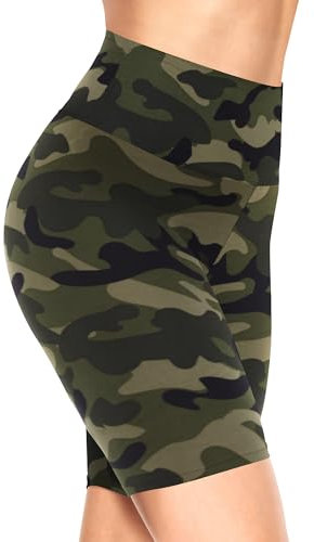 TNNZEET Radlerhose Damen Hohe Taille Kurze Sporthose Leggings Blickdicht Sommer Shorts Yoga Hose für Gym Sport (Armeegrüne Camo,L-XL)