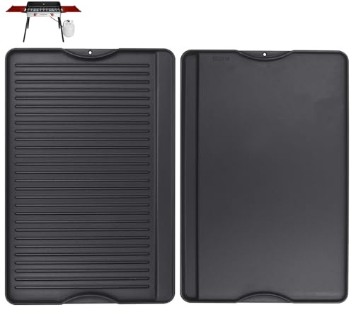 WEBROIL Plancha reversible de hierro fundido de 24 x 16 pulgadas para chef de campamento, placa superior plana para parrilla de gas/estufa/carbón/propano, plancha universal de 4 quemadores para