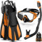 Odoland Schnorchelset Erwachsene 3 in 1 mit Anti-Fog Taucherbrille und Dry Schnorchel, Verstellbare Schwimmflossen, Taucherausrüstung Set zum Schwimmen/Schnorcheln