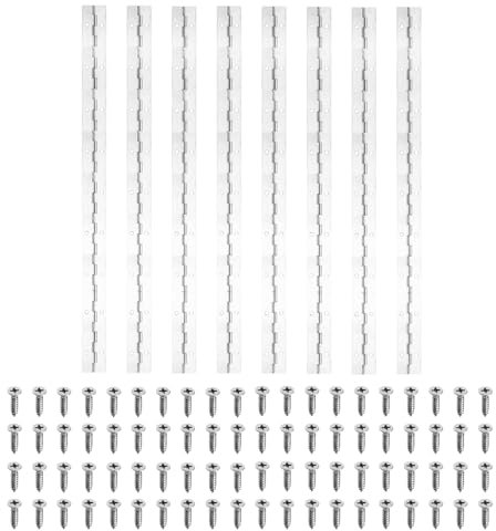 PATIKIL 18x1.2 Inch Piano Hinge,8 Pcs 304 Stainless Steel Continuous Hinge with Holes for Piano Gate Door Wooden Storage Box Cabinet Boat,Silver
