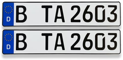 TA TradeArea 2 Kfz-Kennzeichen - Offiziell für Zulassung in Deutschland, DIN-Norm 74069, Inkl. DIN-Prüfstempel, Reflektierend & Witterungsbeständig, Made in Germany, Individuell Personalisierbar