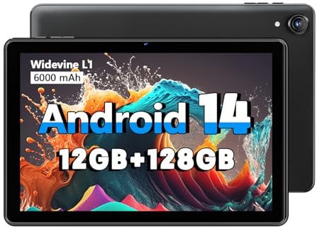 Hasskya Tablet Android ad alte Prestazioni, 12GB RAM 128GB ROM, 10 Pollici Compresse con 1280 * 800 IPS HD Touchscreen, Processore Octa-Core, 1TB Espandibile, Unisoc A523 CPU, Doppia Fotocamera