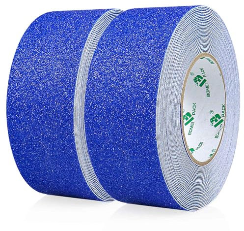 BOMEI PACK Antirutsch Streifen,2 Rollen von 50mmx10m,Blau rutschhemmendes klebeband grip tape für für rutschfeste Treppenstufen im Innen- und Außenbereich