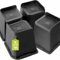 Dokeno Lot de 4 Rehausseurs Meubles, Carrés Rehausseurs de Lit Robustes de 10/15/20cm, Jusqu'à 2721,6kg en Forme de L, Hauteur de Levage pour Canapé, Chaise, Bureau, Table, Bibliothèque, Noir (6 Zoll)