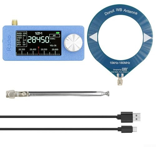 Radio portatile SI4732, ricevitore radio tascabile 0,5-108 MHz trasmissione a banda piena LSB USB AM FM mini ricevitore radio con antenna ad anello (B)