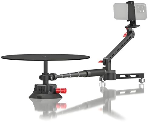 360 Degree Camera Spinner,Professional Photography Turntable Props,360°Camera Rotating Platform, with Extension Poles,Adjustable Shooting Angle,for Product Photography/Video Making