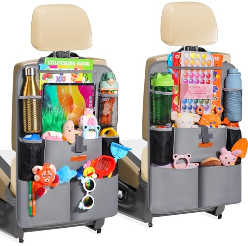 SURDOCA Autositz-Organizer – 4th Generation verbesserter Auto Rücksitz für bis zu 11-Zoll Tablet, 8 Taschen, Kinderspielzeug-Aufbewahrung, wasserdichter Rücksitzschutz für Kinder