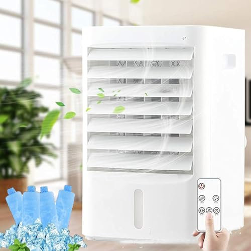 Refroidisseur D'Air Portable Pour Voiture Avec TéLéCommande, Mini Climatiseur, Ventilateur Pour Chambre à Coucher, Bureau, Refroidisseur D'Air Avec RéServoir D'Eau De 4l Pour Camping-Cars,12V/220V