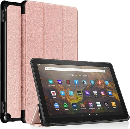 Hard Back Case for Amazon Fire HD 10 & 10 Plus Tablet, 25.4 cm, 13th/11th Generation 2023/2021, Tri-Fold Stand Cover with Auto Wake/Sleep (Ross Gold)