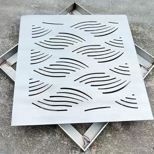 Tapas de Drenaje cuadradas para Exteriores, de Acero Inoxidable 304, de 15, 20, 25 y 30 cm de Ancho, con Rejilla metálica, para jardín y Patio (25 x 25 x 2 cm [9,84 x 9,84 x 0,79 Pulgadas])