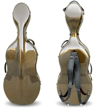DouscsChart Custodia professionale per violoncello 4/4, in fibra di carbonio, ultra leggera, durevole, custodia da viaggio per violoncellisti, per studenti specializzati, impermeabile, antiurto, con