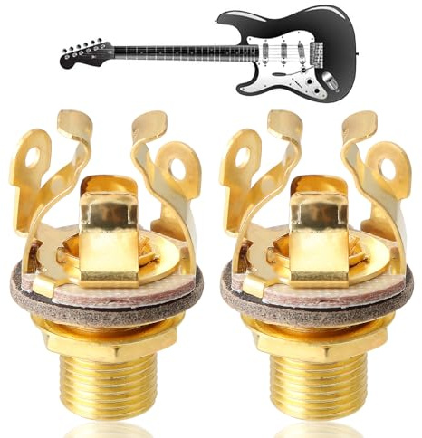 Full-Contact Output Jack Socket for Guitar Bass 2pcs 4-Contact Electric Guitar Copper Metal Stereo Jack with Washer and Nut Solder Type for Speakers Footswitch Audio Amplifier Instruments