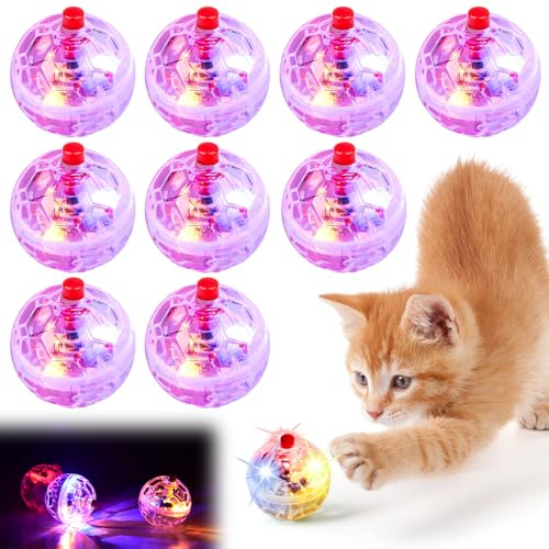 Leikurvo 9 Stück Katzenspielzeug Geisterjagd-Bewegungsbälle, Katzenball mit LED Licht, blinkende Katzenkugel Bewegung Bälle Haustierspielzeug Interaktives Kätzchenballspielzeug Paranormale Ausrüstung