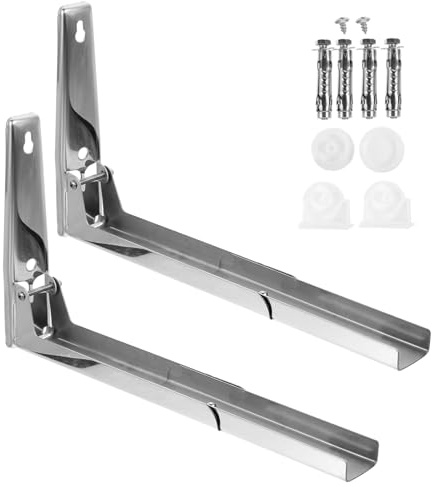 FIXOSHEE Edelstahl Mikrowellen Wandhalterung Klappbar Ausziehbares Rostfreies Platzsparendes Regal mit Starker Tragkraft für Küchenmikrowelle Inklusive Montageset Langlebig und