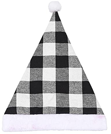 Taidda Karierte Weihnachtsmütze, Leinen, Stilvolle Feiertags-Weihnachtsmütze für Aufnahmen, Lässige Anlässe, Geeignet für die Meisten Menschen, Rot/Grau, 30 Cm X 36 Cm (Taiddanau9erhs5g-210910YA01-1)