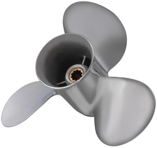 JSPROP 9 7/8 x 12 Edelstahl Außenbord-Boot-Propeller für Yamaha-Motoren 20-30 PS, 10 Spline-Zähne, 664-45954-00-EL, kompatibel mit Yamaha 20HP 25HP 30HP, RH