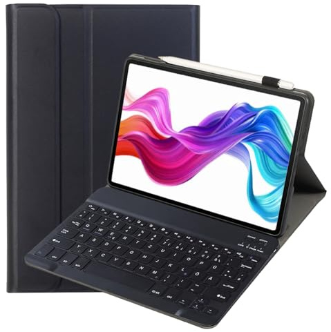 leleyo Tastatur Hülle für Samsung Galaxy Tab A 10,1(T510/T515),Schwarz | cover mit Tastatur QWERTZ Layout magnetische abnehmbare kabellos stand