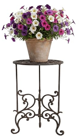 Relaxdays Pflanzenständer, Vintage, Blumenstand Gusseisen, braun | HxD: 49,5x27,5 cm, Pflanzenpodest indoor & outdoor