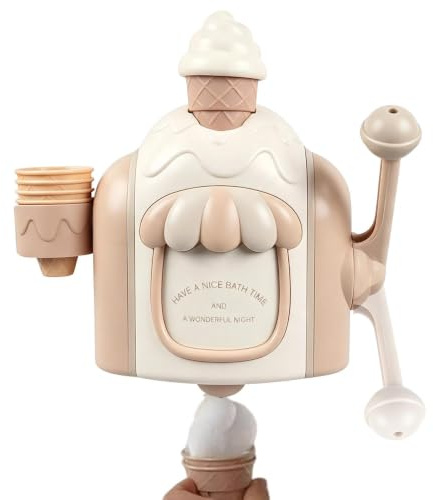 Jouet de bain crème glacée mignon et à manivelle - Jouet éducatif - Montage mural | Kit de jeu de crème glacée pour filles, anniversaires, vacances, salle de bain, interaction parent-enfant