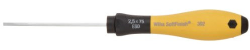 Wiha 30240 Slotted Screwdriver, ESD Safe with SoftFinish Handle, 2.5mm by Wiha