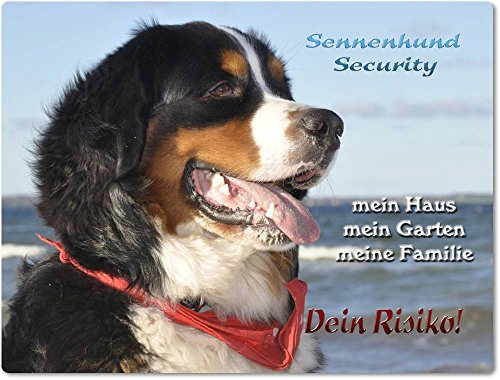 Merchandise for Fans Warnschild - Schild aus Aluminium 15x20cm - Motiv: Berner Sennenhund Security (01)
