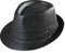 W WIDMANN MILANO Party Fashion 0183P - Fedora, Schwarz, aus Kunstleder, Detektiv, Hut, Kopfschmuck, Accessoire, Mottoparty, Karneval