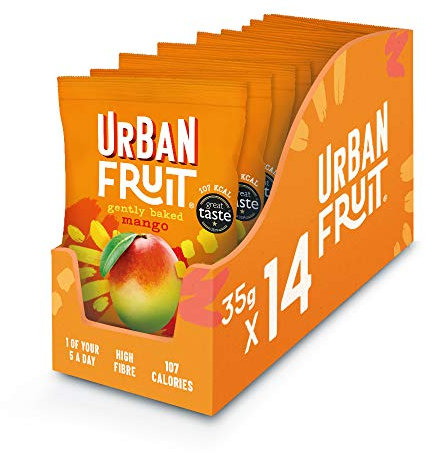 Urban Fruit Dried Mango Packs - Gently Baked Fruit - Healthy - Vegan - 14 x 35 g